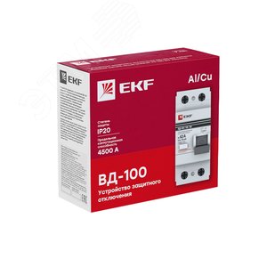 УЗО 32А 2Р 30мА EKF ВД-100 УЗО 32А 2Р 30мА EKF ВД-100