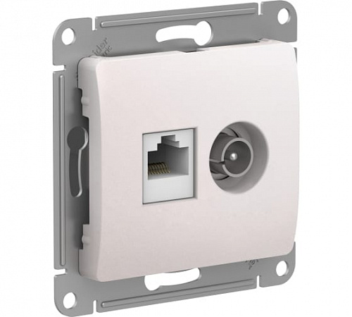 Розетка GLOSSA GSL000689 RJ45*2TV компьют.+двой.ТВ в рамку перламутр Розетка GLOSSA GSL000689 RJ45*2TV компьют.+двой.ТВ в рамку перламутр