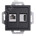 Розетка AtlasDesign ATN001082 HDMI+RG45, карбон, механизм Розетка AtlasDesign ATN001082 HDMI+RG45, карбон, механизм
