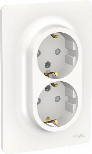 Розетка UNICA NU206718 СУ 2ая c/з шторки, бел. Розетка UNICA NU206718 СУ 2ая c/з шторки, бел.