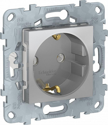 Розетка UNICA NU503730 СУ 1ая c\з шторки алюминий Розетка UNICA NU503730 СУ 1ая c\з шторки алюминий