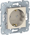 Розетка UNICA NU503744 СУ 1ая c\з шторки бежевый Розетка UNICA NU503744 СУ 1ая c\з шторки бежевый